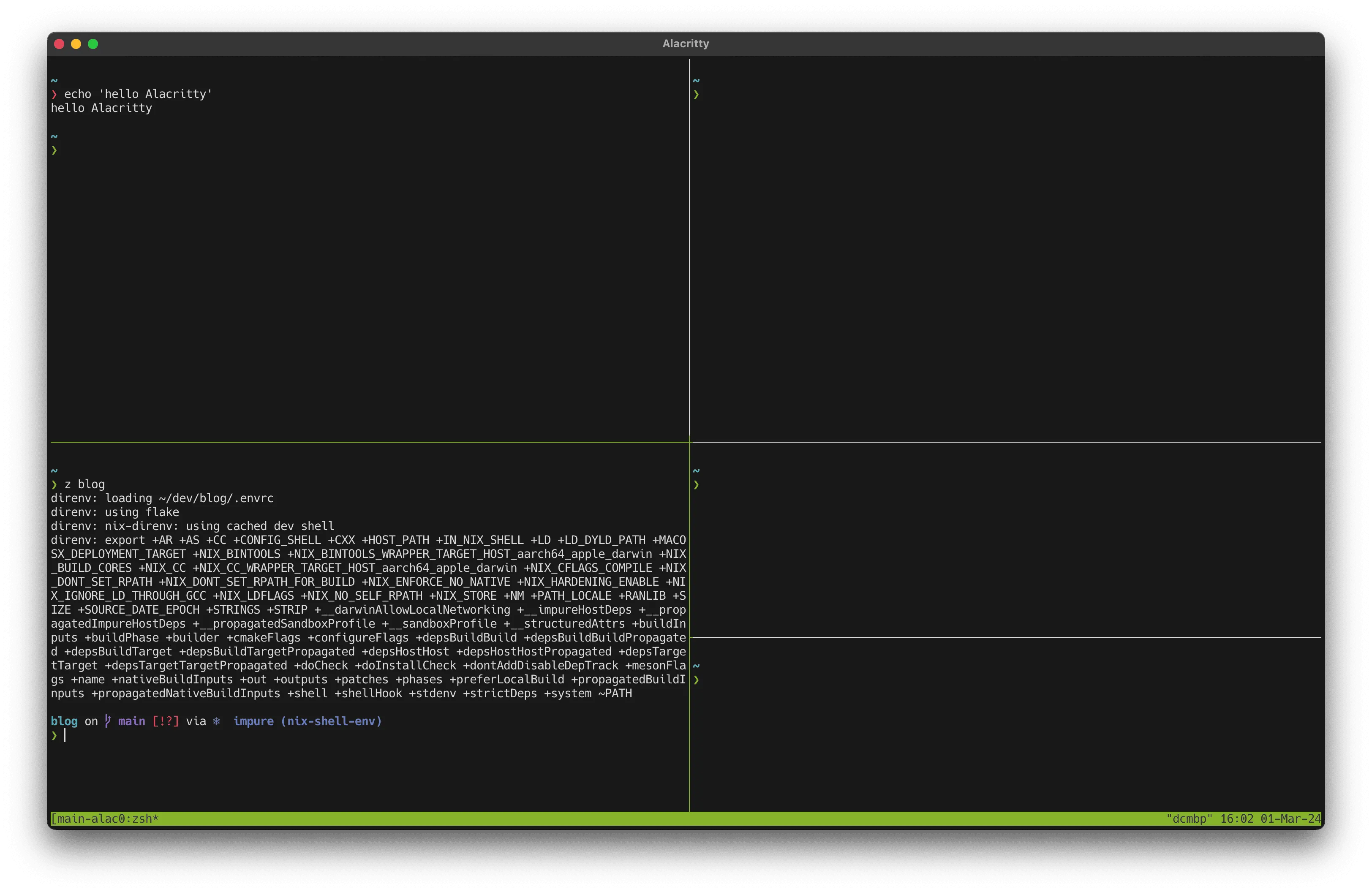 my starting Alacritty terminal setup