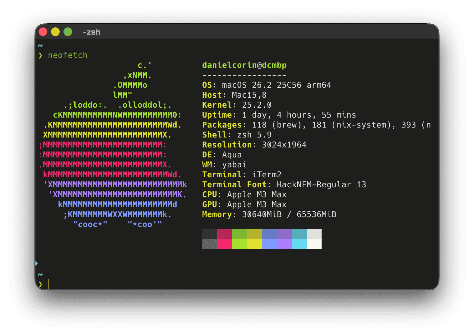 neofetch output for my system